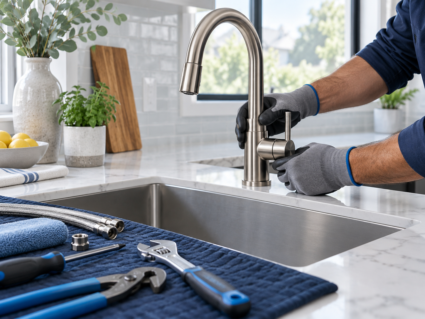 Clean faucet installation example